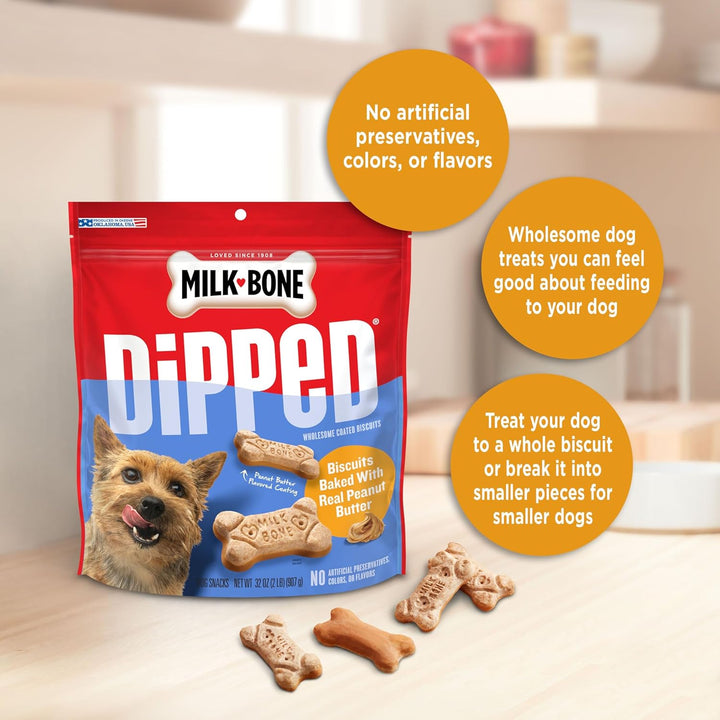 Dipped Dog Biscuits Baked with Real Peanut Butter, 32 Ounces