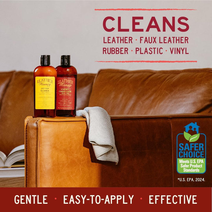 Leather Cleaner: Non-Toxic Leather Care Made in the USA since 1968. Deep Cleans Leather, Faux & Vinyl - Couches, Car Seats, Purses, Tack, Shoes & Bags. Safe Any Colors & White Leather