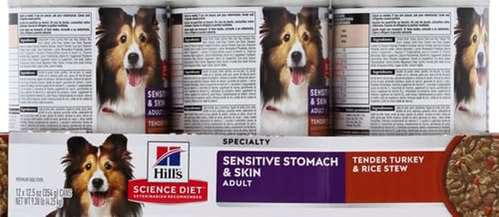 Sensitive Stomach & Skin, Adult 1-6, Stomach & Skin Sensitivity Support, Wet Dog Food, Turkey & Rice Stew, 12.5 Oz Can, Case of 12