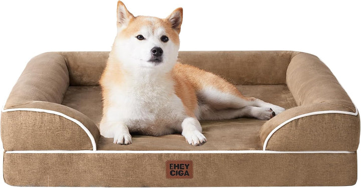 Orthopedic Dog Beds for Extra Large Dogs 44X32Inch, Waterproof Memory Foam XL Pet Bed with Sides, Non-Slip and Egg-Crate Foam Big Dog Couch Bed with Washable Removable Cover, Grey