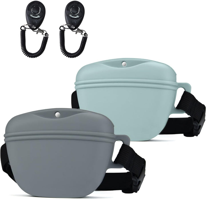 Pet Training Snack Pouch with Clicker 2.0 Upgraded Magnetic Closure, 1.66 Cup Silicone Belt for Dog Treats，Perfect for Exercising and Walking