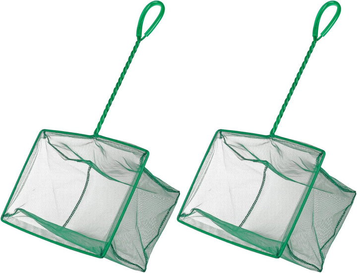 Aquarium Fish Net with Braided Metal Handle Square Net with Soft Fine Mesh Sludge Food Residue Wastes Skimming Cleaning Net for Fish Tanks Small Koi Ponds and Pools