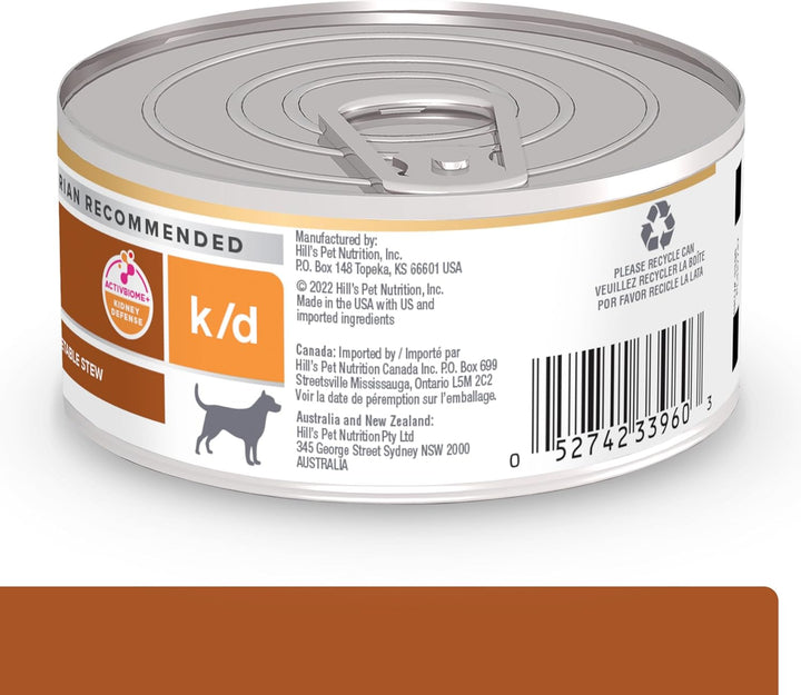 K/D Kidney Care Chicken & Vegetable Stew Wet Dog Food, Veterinary Diet, 5.5 Oz. Cans, 24-Pack