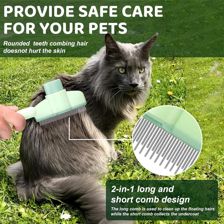 Pet Hair Removal Comb One-Click Self-Cleaning Grooming Brush, De-Shedding Comb for Short & Long Hair, Pet Grooming Supplies for Cats & Dogs
