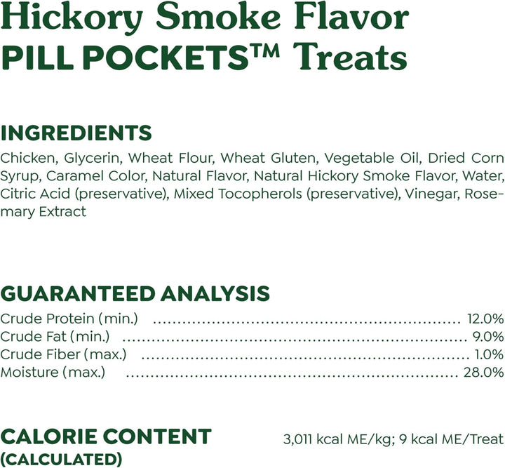 Pill Pockets for Dogs Small Size, Soft Dog Treats, Hickory Smoke Flavor, 3.2 Oz. Pouch (30 Treats)