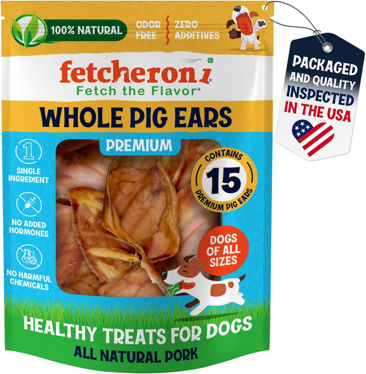 Whole Pig Ears for Dogs Large - 100 Pack Long Lasting Dog Chews - One Ingredient Delicious All Natural Flavor – Easy to Digest Dog Treat for Large Dogs - Great for Teeth and Gums