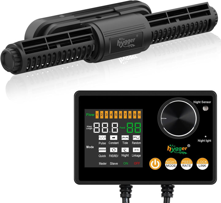 Intelligent Wave Maker for Aquarium, Saltwater Freshwater Circulation Pump Adjustable 6 Waves/Night/Feed/Wireless Connection Mode, Magnetic Holder Display Controller Memory Function (25W)