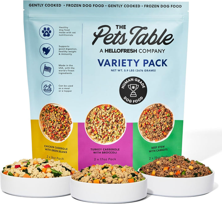 Human-Grade Variety Pack Fresh Dog Food, Complete Meal or Dog Food Topper, 6 Count of 15 to 17-Oz Pouches, 5.9Lbs