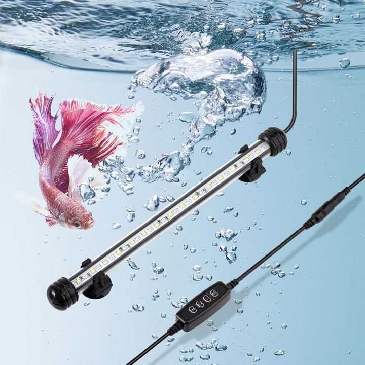 4W 7.5Inch Submersible Aquarium Light Underwater Fish Tank Light LED Aquarium Light Bar with Timer Auto On/Off and Dimmer Adjustable Brightness, 1 Yr Warranty