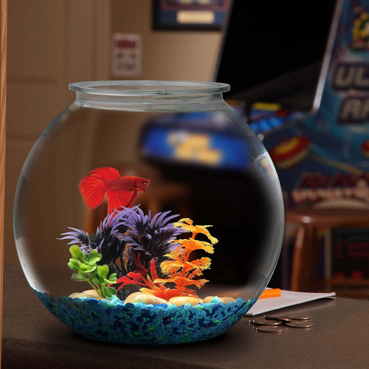 1 Gallon Fish Bowl: round Crystal Clear Plastic Is Break-Resistant and Light Weight. Ideal for Betta Fish Aquarium, Home Décor and Party Drinks