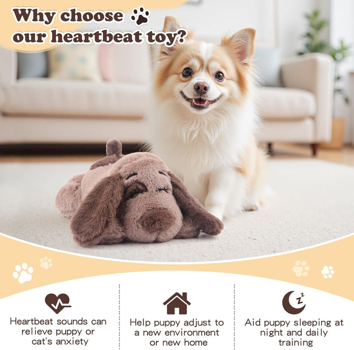 Beverly Shark Puppy Heartbeat Toy Dog Anxiety Relief Calming Aid Puppy Heartbeat Stuffed Animal Behavioral Training Sleep Aid Comfort Soother Plush Toy for Puppies Cats