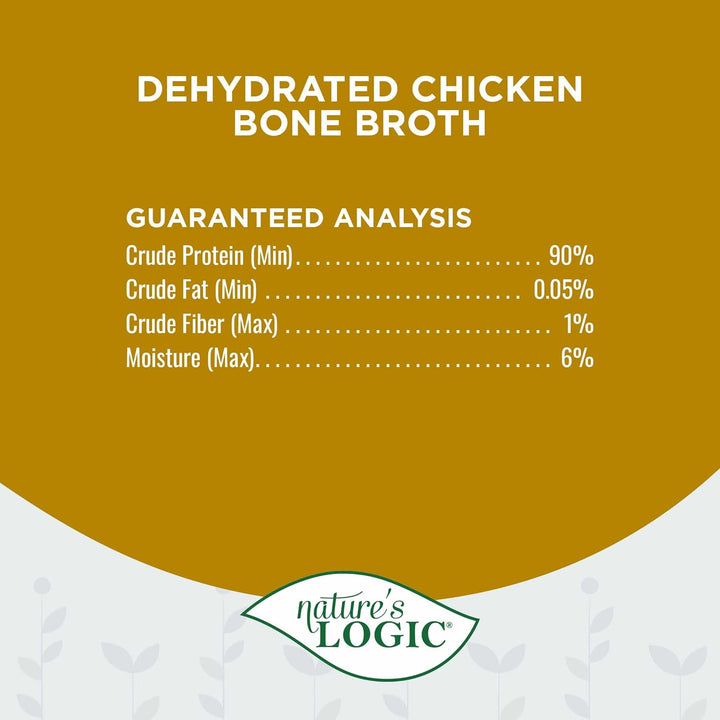Dehydrated Bone Broth Powder - 100% Natural Dog & Cat Topper - Rich in Glucosamine & Chondroitin - Boosts Immune System - Gluten-Free, No Synthetic Ingredients - Chicken, 6Oz