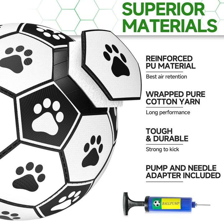 Premium Dog Toys Balls, Dog Soccer Ball with Straps, Dog Birthday Gifts, Herding Ball, Durable Balls for Small Medium Pet, Puppy Outdoor Toy, Pet Training Soccer Ball, World Cup Soccer (6 Inch)