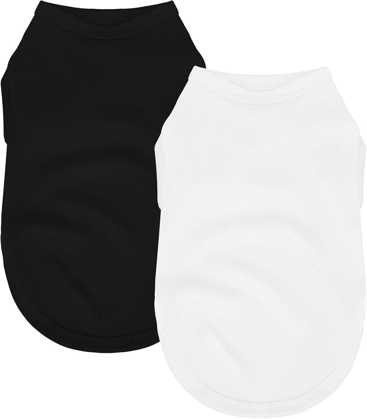 2 Pack Solid Color Dog Shirts - Lightweight, Quick Dry, Breathable Pet T-Shirts for Small to Large Dogs - Stretchy, Durable, Ideal for All Seasons and Holidays.Black White S