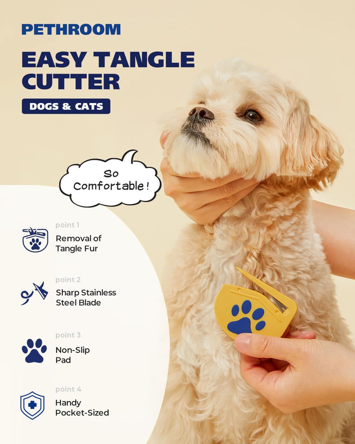 ] Matt Splitter for Dogs & Cats | Professional Dematting Tool with Steel Blade | Easily Removes Knots, Mats & Tangles | Safe & Gentle Pet Grooming Comb for Long & Medium Coats