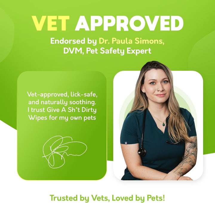 Lick-Safe Pet Wipes for Dogs & Cats - Vet-Approved & Hypoallergenic - Cleans Mud, Odors & Dander - Feline & Dog Wipes for Paws, Face & Butt - Earth-Friendly & Unscented Cat Cleaning - Pack of 100