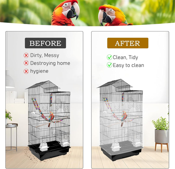 Universal Bird Cage Seed Catcher – Stretchy, Lightweight Mesh Skirt for Parrot Cages, Stops Scatter, Breathable Fabric, Adjustable & Reusable, White