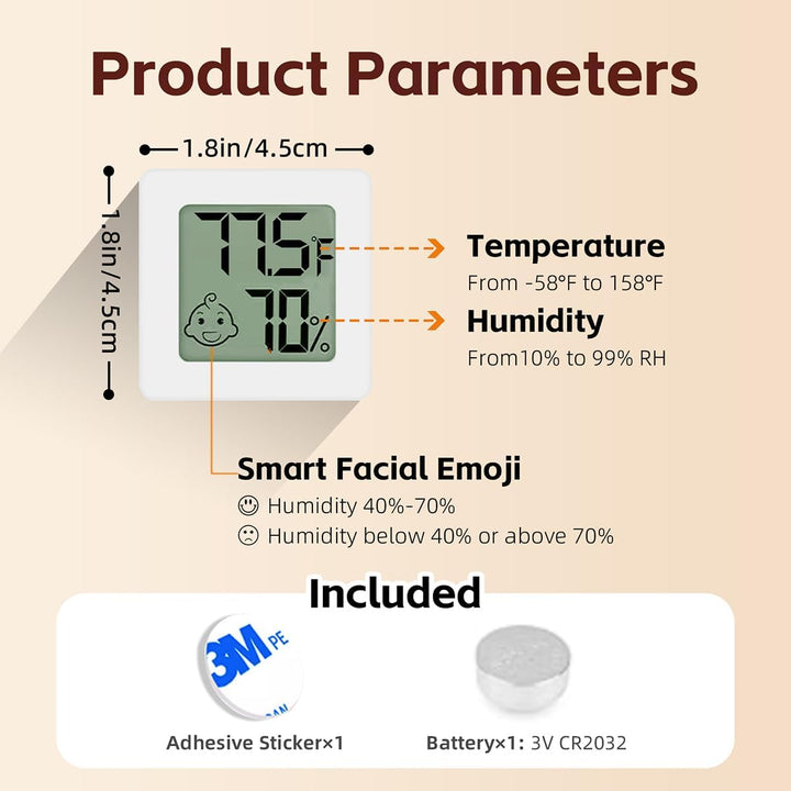 Bird Thermometer Hygrometer – Mini Digital Magnetic & Adhesive Pet Temperature and Humidity Sensor Gauge for Parrot Cages, Lizard Spider Snake Gecko Reptile Rearing Boxes
