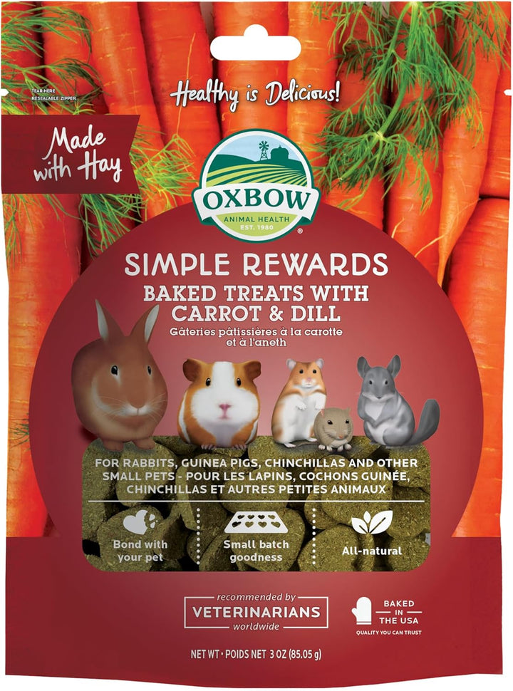 Animal Health Simple Rewards Apple Banana Treats, Timothy Hay Guinea Pig & Bunny Treats, Pet Snack, Made with  Guinea Pig Hay, Made in USA, Timothy for Rabbit, 3 Oz Bag