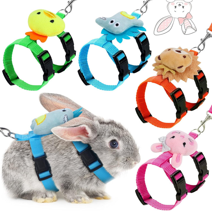 4 Sets Adjustable Bunny Rabbit Harness and Leash Set Small Pet Cute Vest Harness Leash with Decoration for Bunny Ferret Small Pets(Fruit)