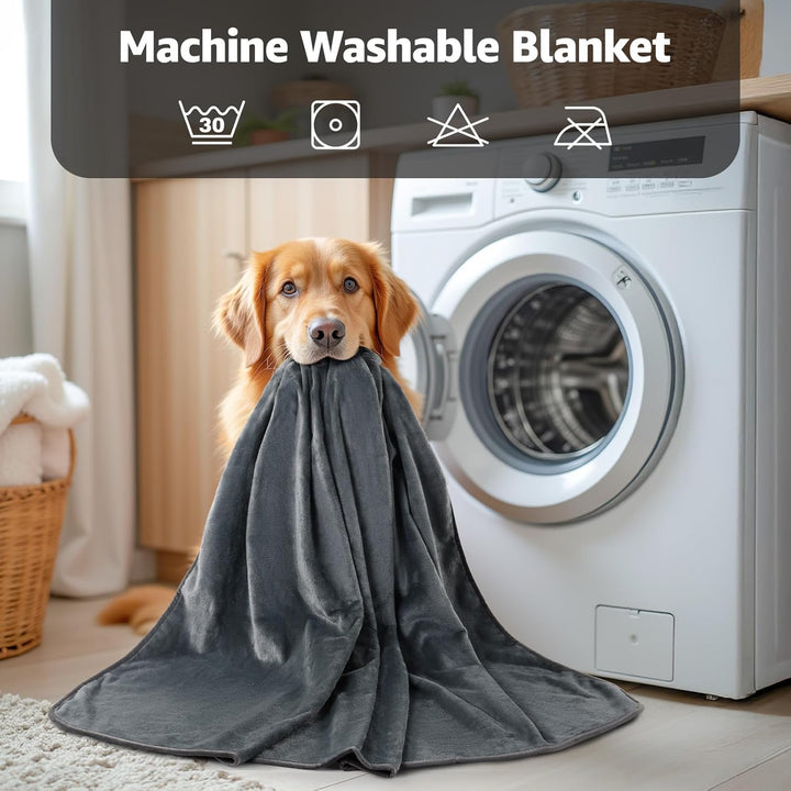 Waterproof Blanket for Bed: Reversible Soft Flannel Love Blanket 60" X 80", Bed Blanket for Couples Washable, Spill-Proof Dog Throw Blanket for Couch, Sofa Protect, Camping, Travel, Grey