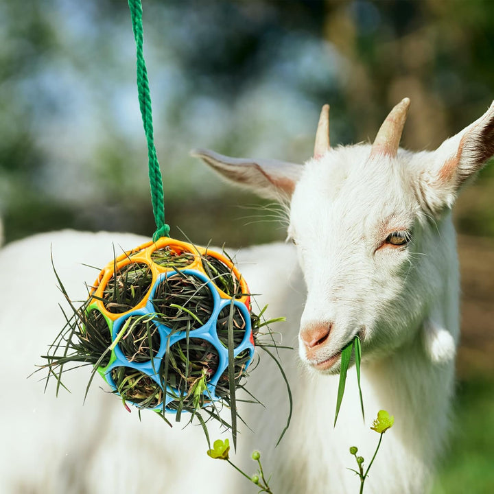 2 Pack Horse Treat Ball Hay Feeder Toy, Goat Feeder Ball Hanging Feeding Toy for Horse Goat Sheep Relieve Stress (Colorful)