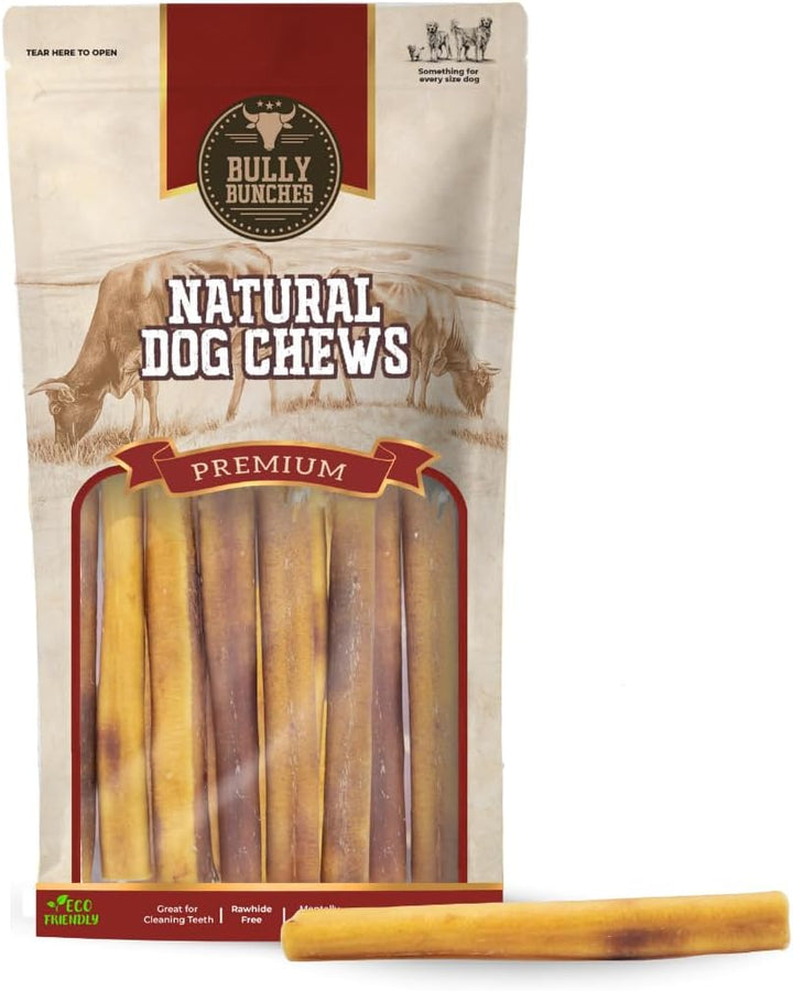 Premium 6 Inch Standard Odor-Free Bully Sticks for Small to Medium Dogs & Puppies - Long Lasting Chews for Oral Care - All Natural, 100% Beef Dog Treats, Rawhide Free (5 Pack)