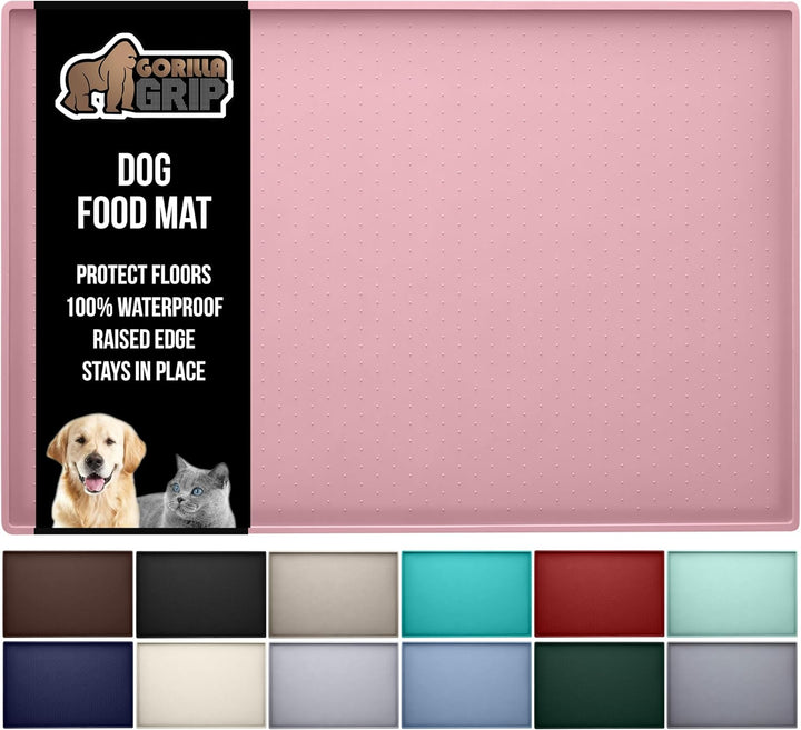 100% Waterproof Raised Edge BPA Free Silicone Pet Feeding Mat, Dog Cat Food Mats Contain Spills Protects Floors, Placemats for Cats and Dogs Water Bowl, Pets Accessories 18.5X11.5 Gray
