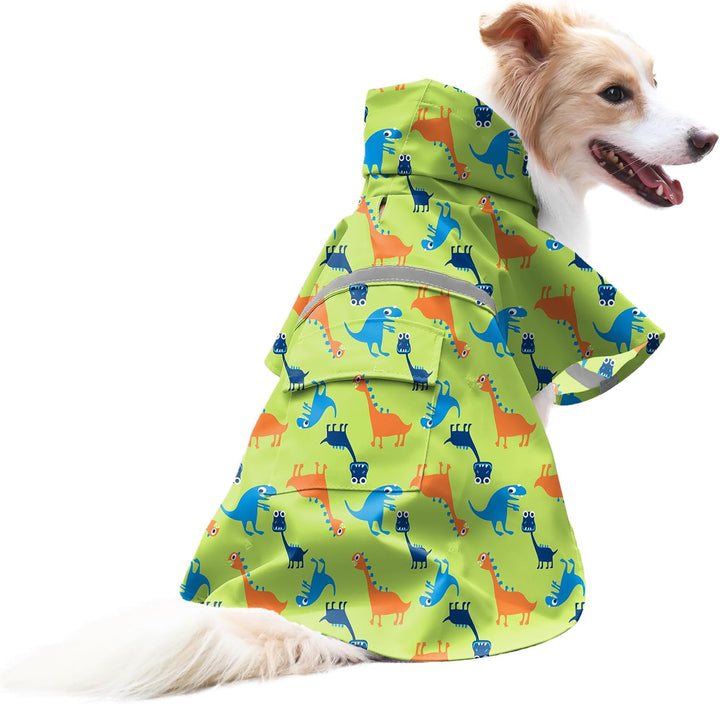 Large Dog Raincoat Adjustable Pet Water Proof Clothes Lightweight Rain Jacket Poncho Hoodies with Strip Reflective (XL, Yellow)