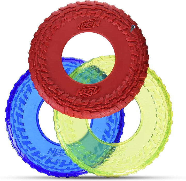 Atomic Flyer Outdoor Dog Toy, 10 Inch Flying Disc Dog Fetch Toy, Rubber Dog Toy for Medium Dogs and Large Dogs, Orange