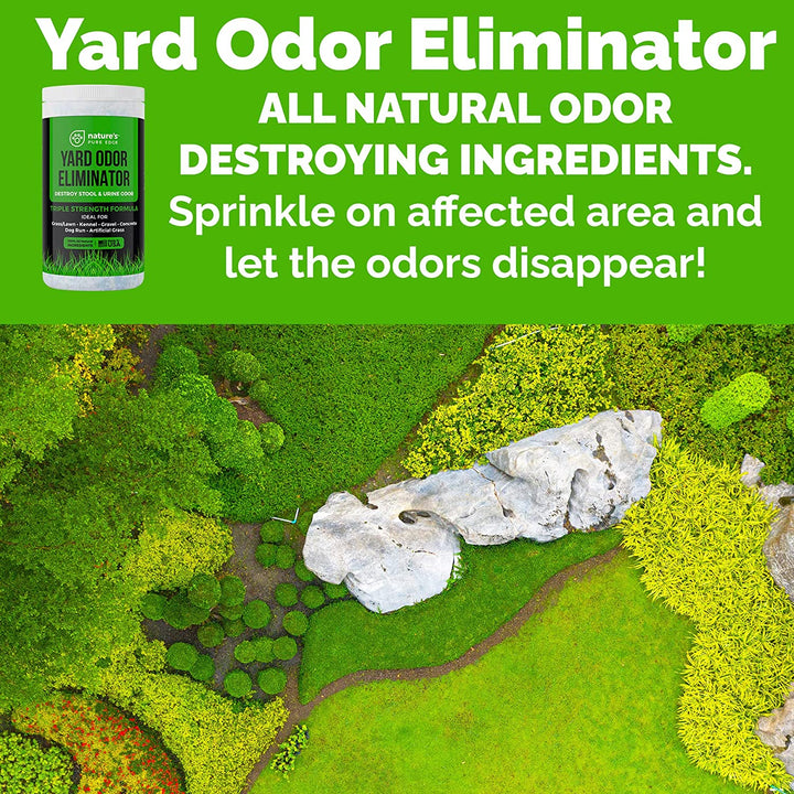 Yard Odor Eliminator. Perfect for Artificial Grass, Patio, Kennel, and Lawn. Instantly Removes Stool and Urine Odor. Long Lasting. Kid and Pet Safe.