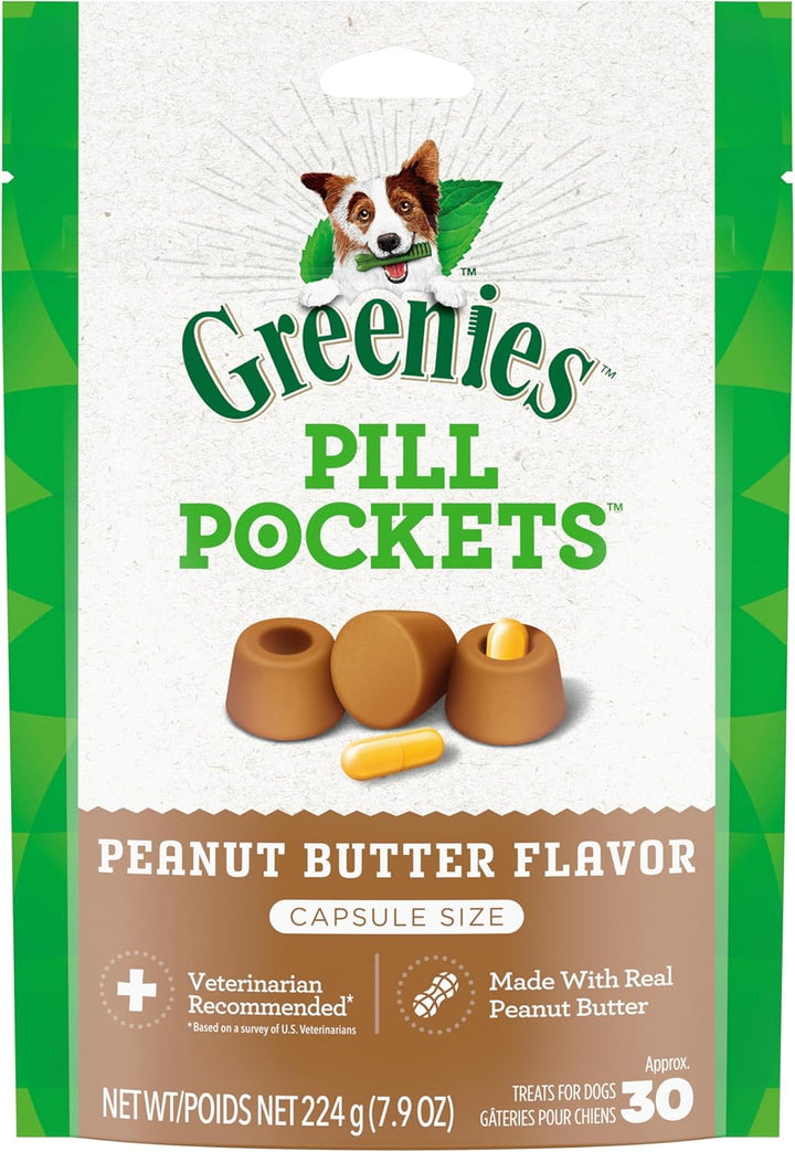 Pill Pockets for Dogs Large Size, Soft Dog Treats, with Real Peanut Butter, 15.8 Oz. Pouch (60 Treats)