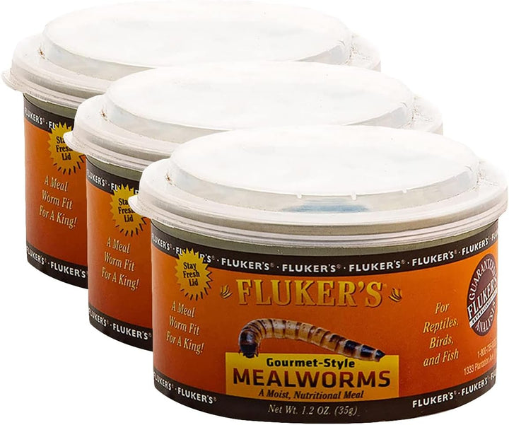 Gourmet Mealworms, Canned Food for Reptiles, Fish, Birds and Small Animals, 1.23 Oz