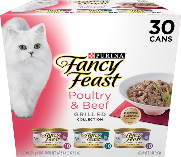 Purina  Grilled Wet Cat Food Poultry and Beef Collection Wet Cat Food Variety Pack - (Pack of 30) 3 Oz. Cans