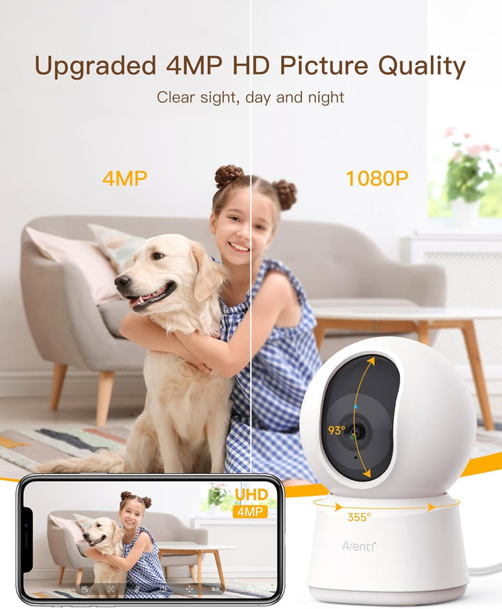 5G Security Camera Indoor, 4MP Pet Camera with Speaker for Dog/Cat, Baby Monitor with Phone App, Dual-Band Wifi, Auto Tracking, Super Night Vision, 2-Way Talk, Cloud & SD Card Storage