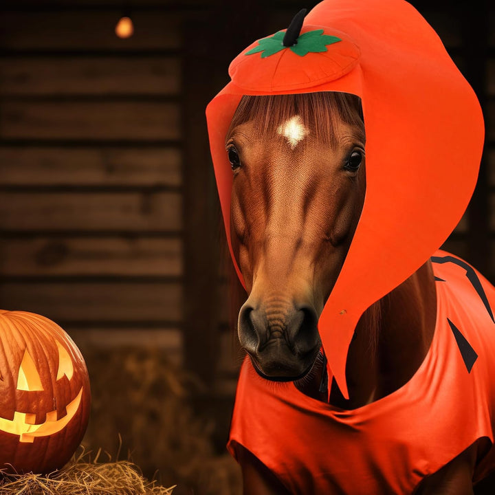 Halloween Horse Costume Gown Cosplay Supply for Holiday Horse Costume Accessories Trick or Treat(Pumpkin)