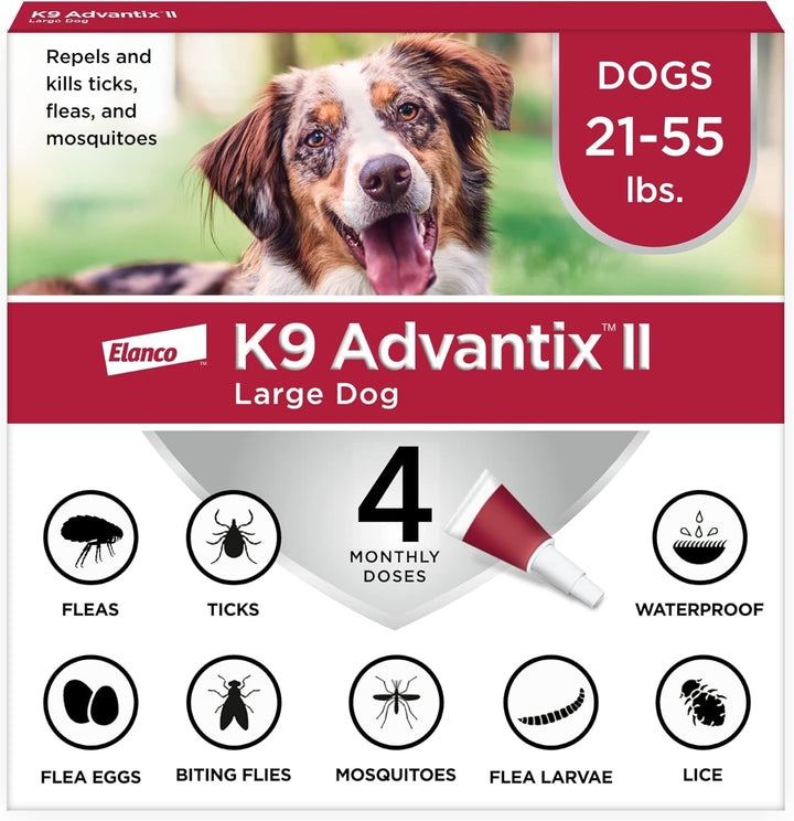 II Large Dog Vet-Recommended Flea, Tick & Mosquito Treatment & Prevention | Dogs 21 - 55 Lbs. | 6-Mo Supply