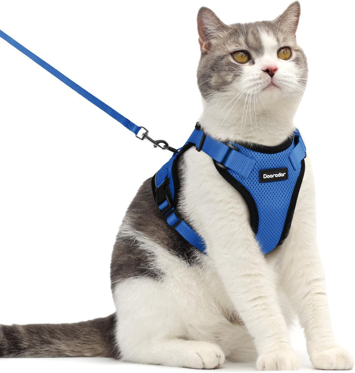 Cat Harness and Leash Set, Escape Proof Safe Adjustable Kitten Vest Harnesses for Walking, Easy Control Soft Breathable Mesh Jacket with Reflective Strips for Cats, Pink, XS
