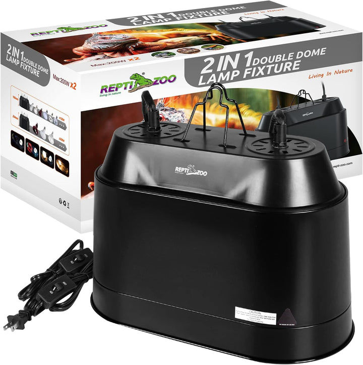 Dual Reptile Light Fixture for Reptile Dome UVB Lamp Fixture Dual Reptile Reflector Dome Lamp Cap Combo Integration Design Heat Lighting