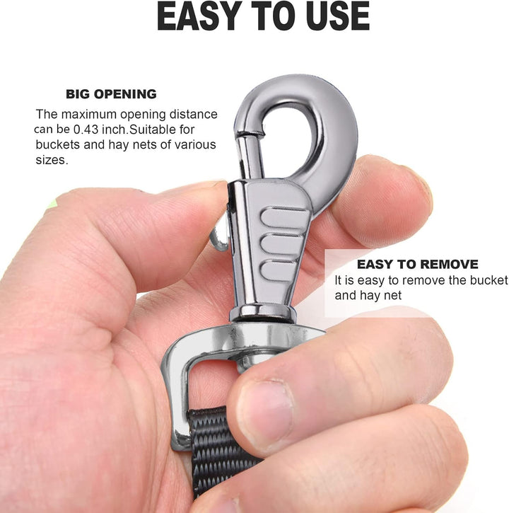 Horse Bucket Strap Hangers,Horse Suppliers Adjustable Nylon Straps up to 700 Lbs for Hay Nets, Water Buckets,Hanging-Pratical and Easy Use(4 Pack) (Black)