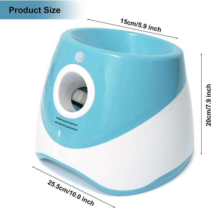 Dog Ball Thrower Launcher for Small and Middle Dogs, Automatic Ball Launcher with 3 Adjustable Distance 10-30Ft, Interactive Dog Toys Included 9 Mini Tennis Balls (2"), Blue