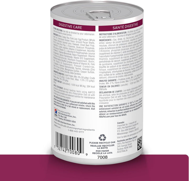 I/D Digestive Care with Turkey Canned Dog Food, Veterinary Diet, 13 Oz., 12-Pack Wet Food