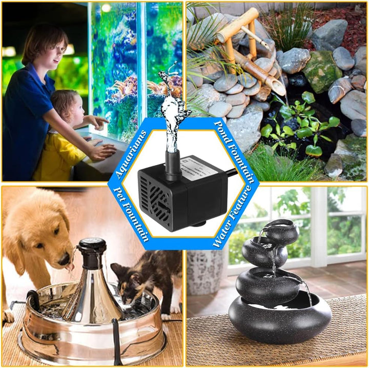 DC 5V USB Mini Submersible Water Pump with Tubing for Pet Fountain, Aquarium Fish Tank, Pond, Fountain, Hydroponics