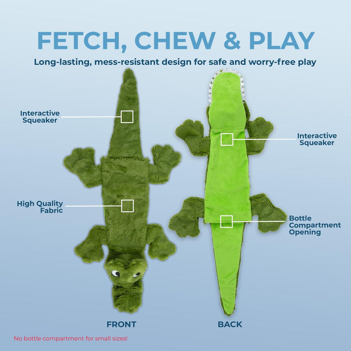 2-In-1 Stuffless Squeaky Dog Toys with Soft, Durable Fabric for Small, Medium, and Large Pets, No Stuffing for Indoor Play, Supports Active Biting and Play - 4 Figures, Small