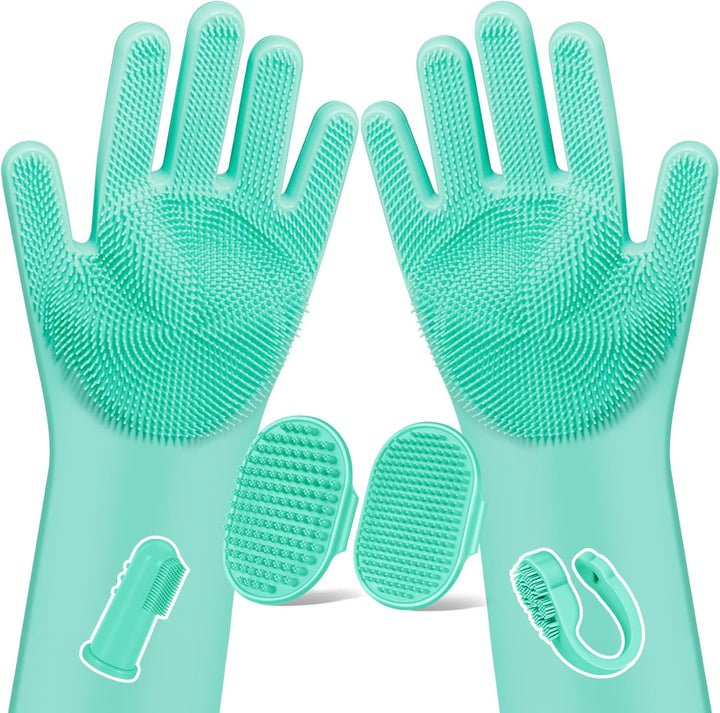 6PCS Pet Grooming Kit for Dogs,Cats and Horses | Dog Washing Gloves | Dog Bath Brush | Dog Bath Gloves | Dog Shampoo Brush | Pet Grooming Gloves | Dog Bath Supplies (Navy Blue)