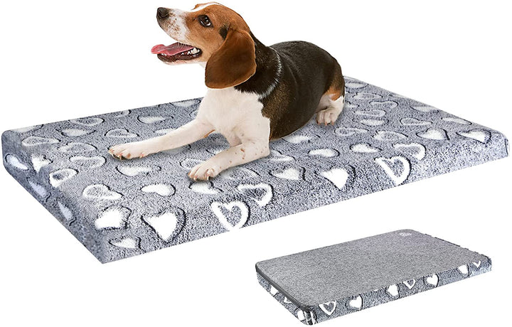 Reversible Cool and Warm Dog Bed Mat for Crates - Stylish Pad with Waterproof Inner Linings and Removable Machine Washable Cover, Firm Support for Small to Xx-Large Dogs, Grey