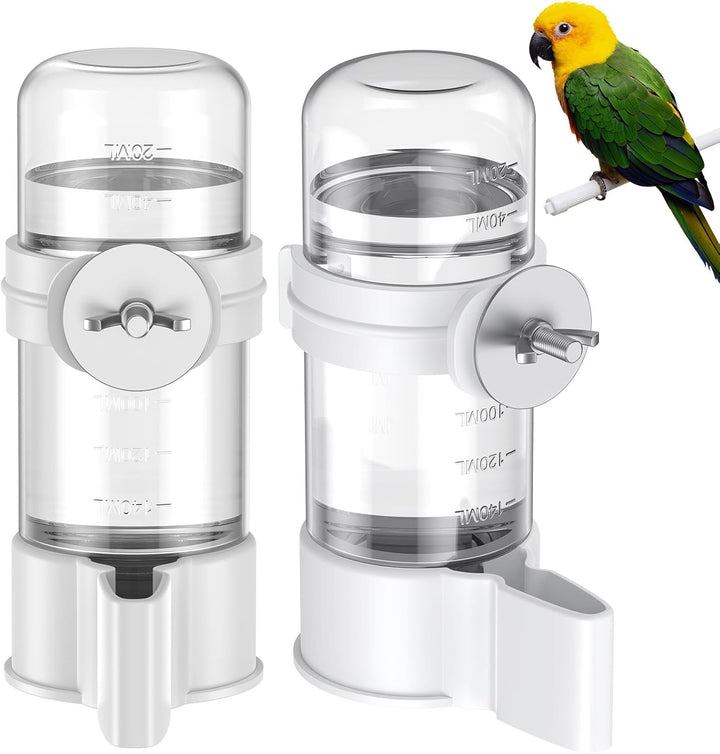 Bird Water Dispenser, Automatic Water Feeder, Plastic Cage Water Dispenser, White Parrot Waterer for Small Parakeet Cockatiel Budgie Lovebirds (Not Fit for Food Feeding)