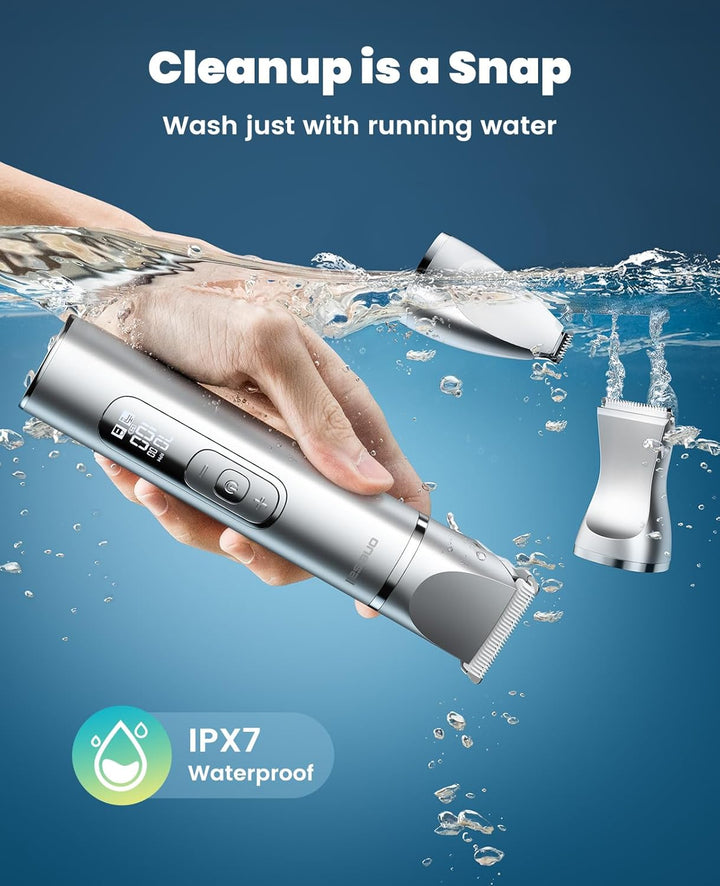 4 in 1 Dog Grooming Kit with LCD Display, Dog Hair Trimmer for Paw Nail Grinder, Rechargeable Cordless Low Noise IPX7 Waterproof Pet Clippers