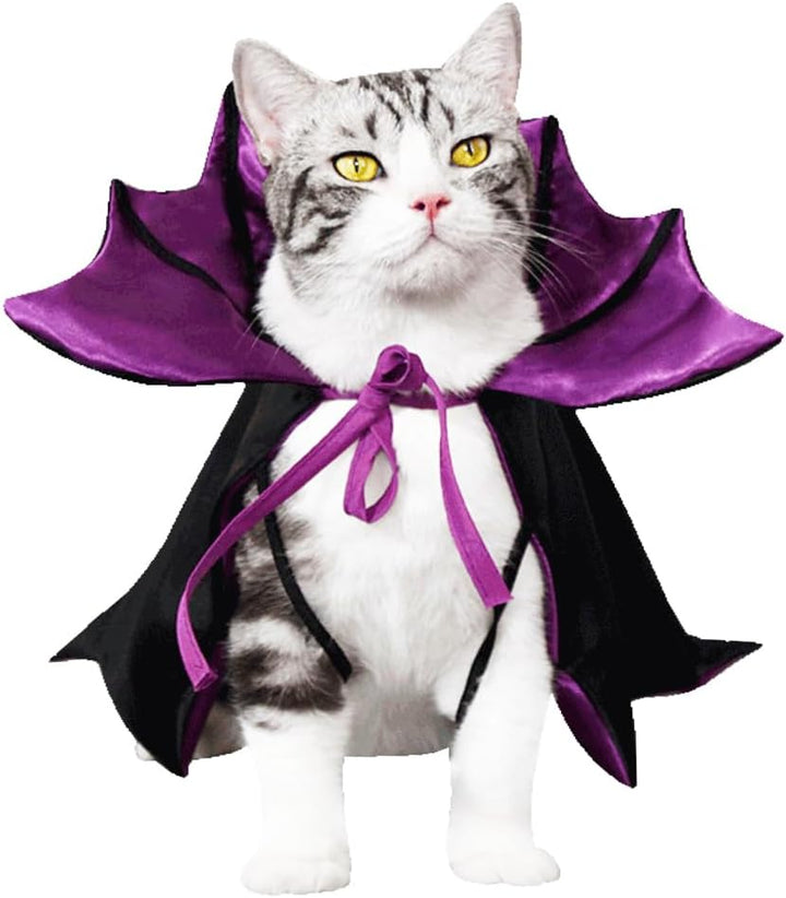Cat Halloween Costume,Vampire Bat Wings Cape for Pets, Small Dog Halloween Costumes for Trick-Or-Treating, Cosplay, Parties & Photo Shoots (Red)