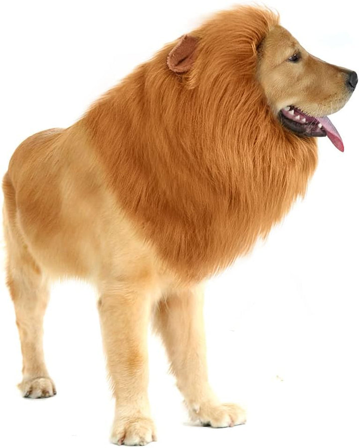 Lion Mane for Dog Costumes, Realistic Wig for Medium to Large Sized Dogs, Halloween Costumes (Brown)